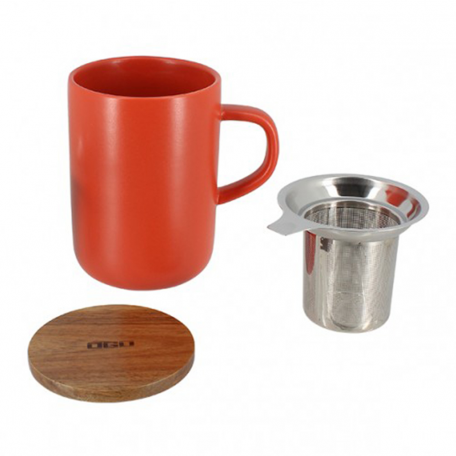 Mug en grès de 475 ml, couvercle en acacia et filtre en inox micro-perforé Colors of Tea