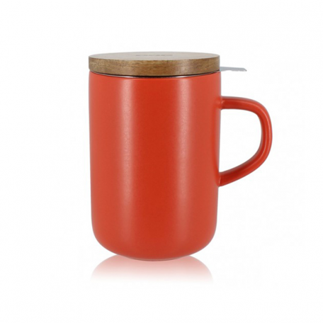Mug en grès de 475 ml, couvercle en acacia et filtre en inox micro-perforé Colors of Tea