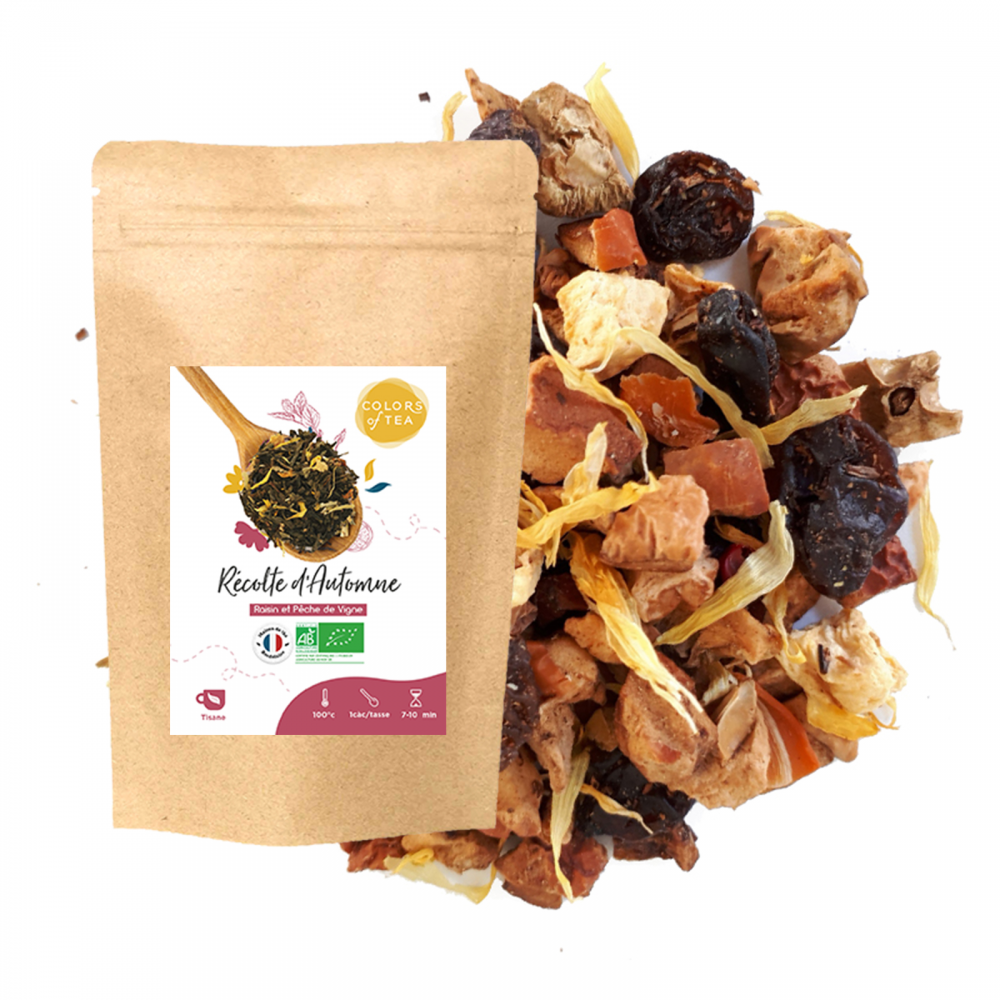 Mélange de plantes et de Rooibos fruité - Raisin et pêche de vigne