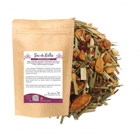 Tisane Myrtille et Mirabelle colors of tea