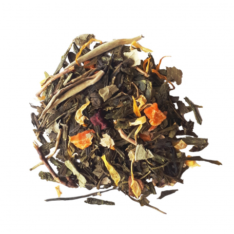 Thé vert fruité - Fraise, framboise et pêche